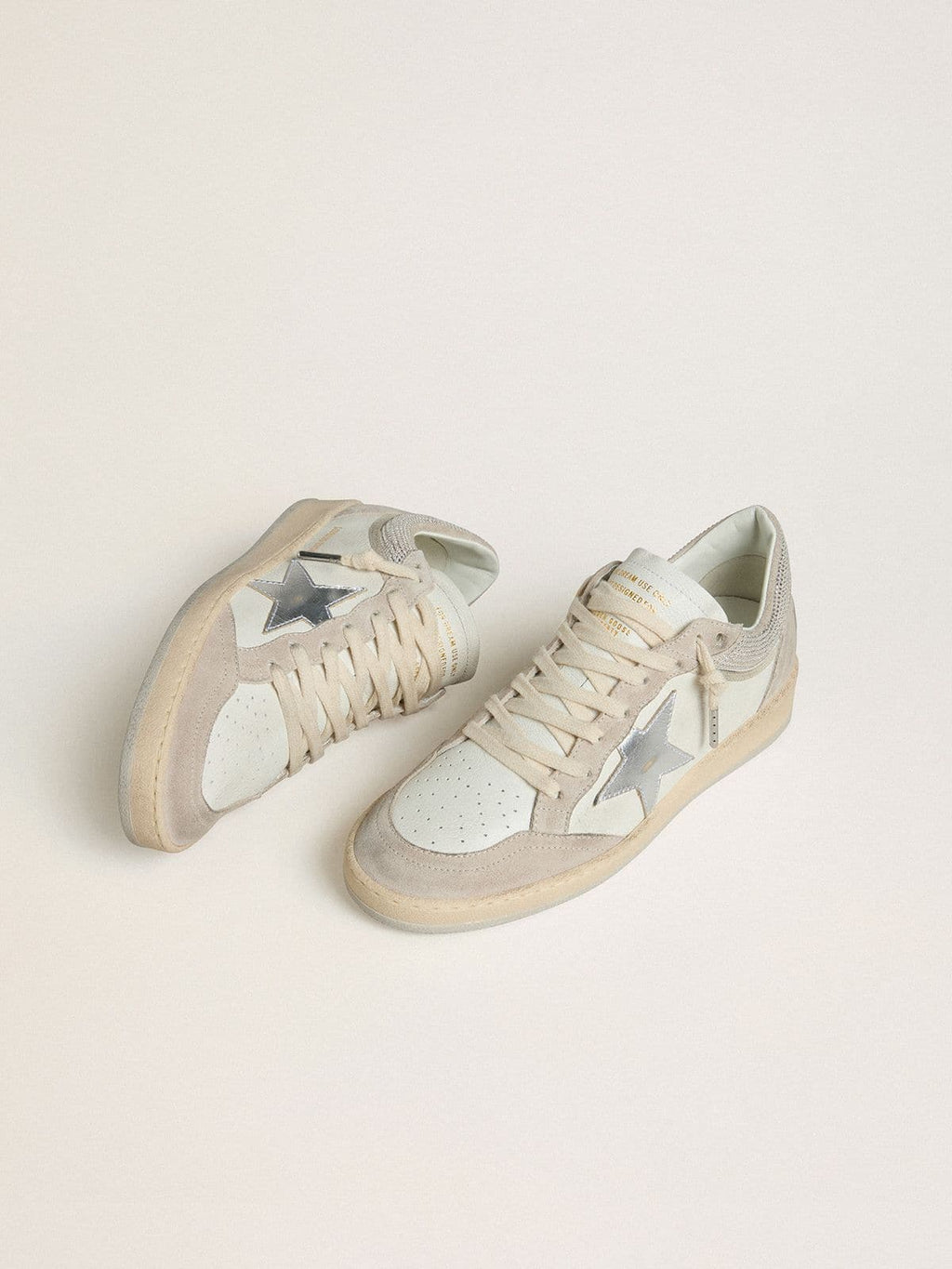 Golden Goose Ball Star Donna Ltd in Nappa e Suede con Stella in Pelle Argento e Cristalli Swarovski