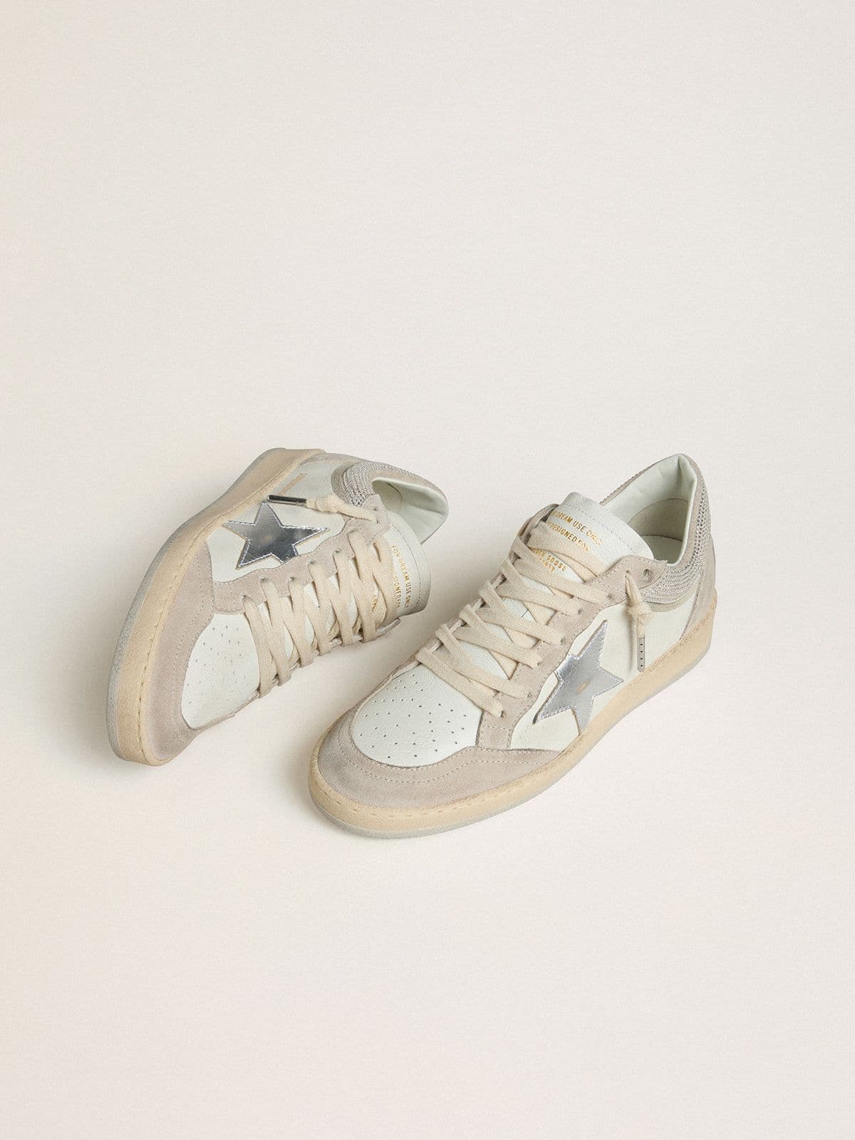 Golden Goose Ball Star Donna Ltd in Nappa e Suede con Stella in Pelle Argento e Cristalli Swarovski