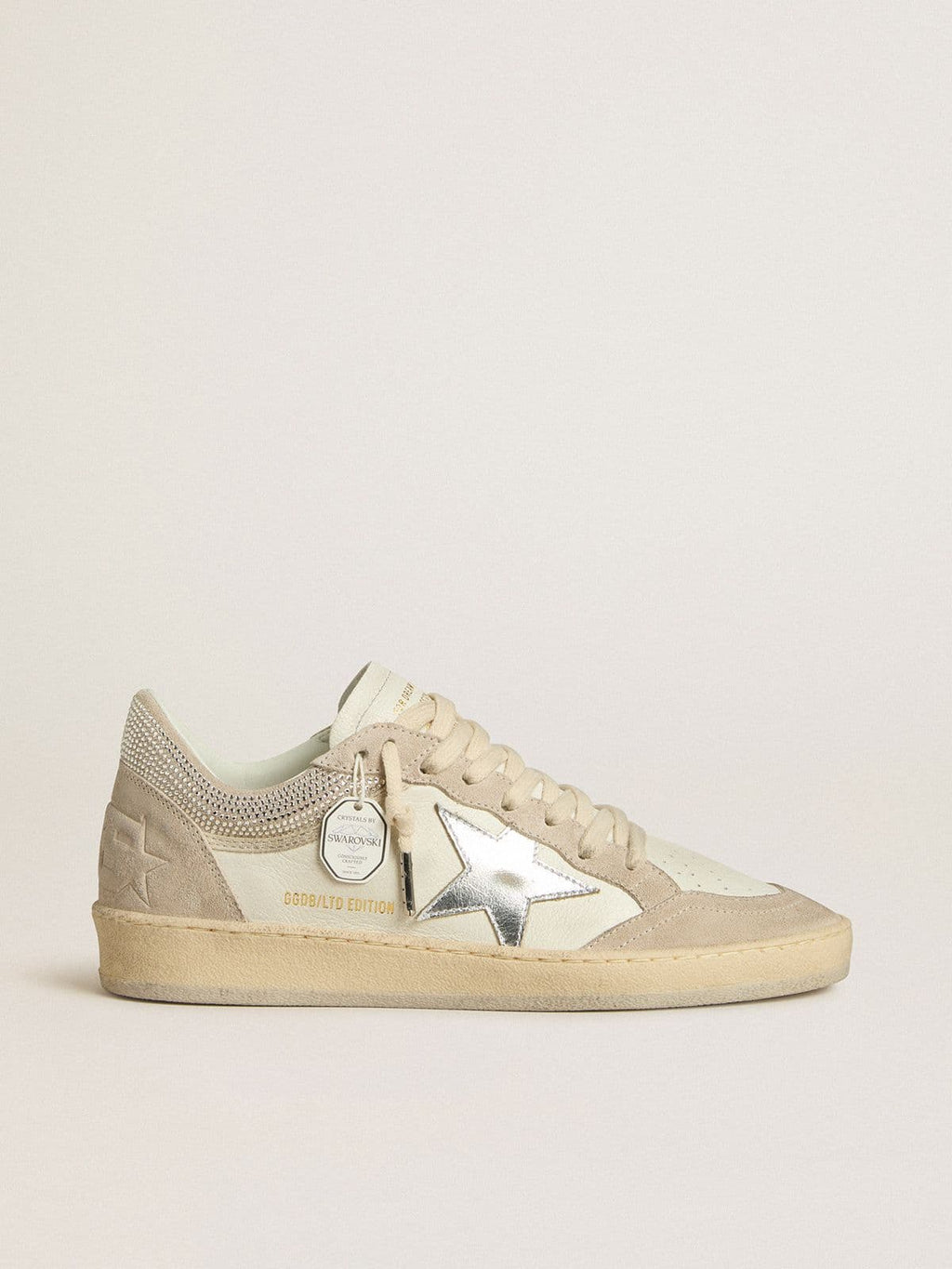 Golden Goose Ball Star Donna Ltd in Nappa e Suede con Stella in Pelle Argento e Cristalli Swarovski