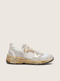 Golden Goose Dad Star Donna in Rete e Suede Bianca con Stella Laminata Oro