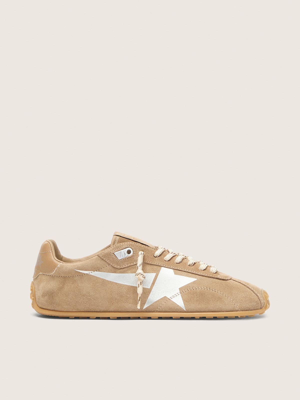 Golden Goose Marathon Speed Donna con Tomaia in Suede Tabacco e Stella Color Argento