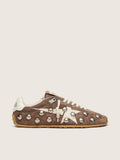 Golden Goose Marathon Speed Donna in Suede Grigio Antracite con Stella Bianca e Borchie Metalliche