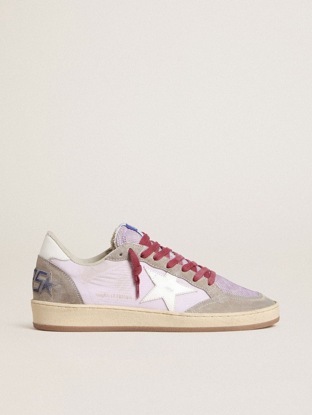 Golden Goose Ball Star Ltd Donna in Nylon Lilla con Stella in Pelle Bianca e Inserti in Suede