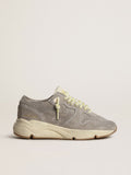 Golden Goose Running Sole Donna in Suede Grigia con Stella e Talloncino in Suede Grigia