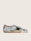 Golden Goose True-Star Donna in Paillettes Argento con Stella Color Nero e Talloncino in Pelle Argento