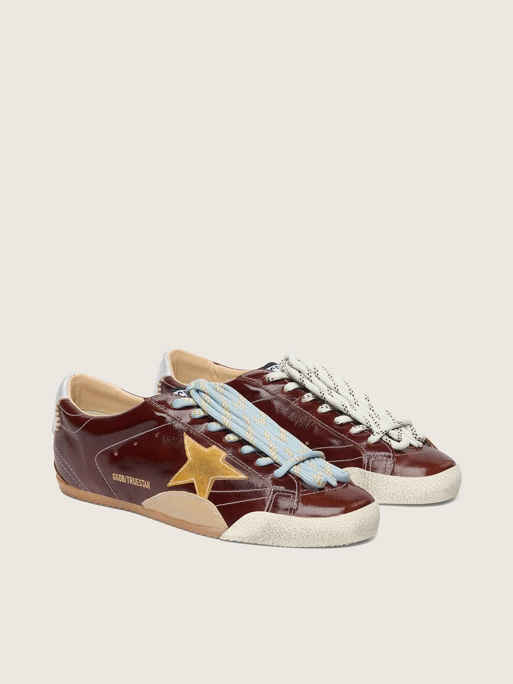Golden Goose True-Star Donna in Naplak Bordeaux con Stella in Suede e Talloncino in Nappa Argento