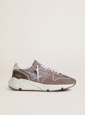 Golden Goose Running Sole Donna  in Nylon e Suede Lavanda con Stella Stampata e Talloncino in Pelle Argento