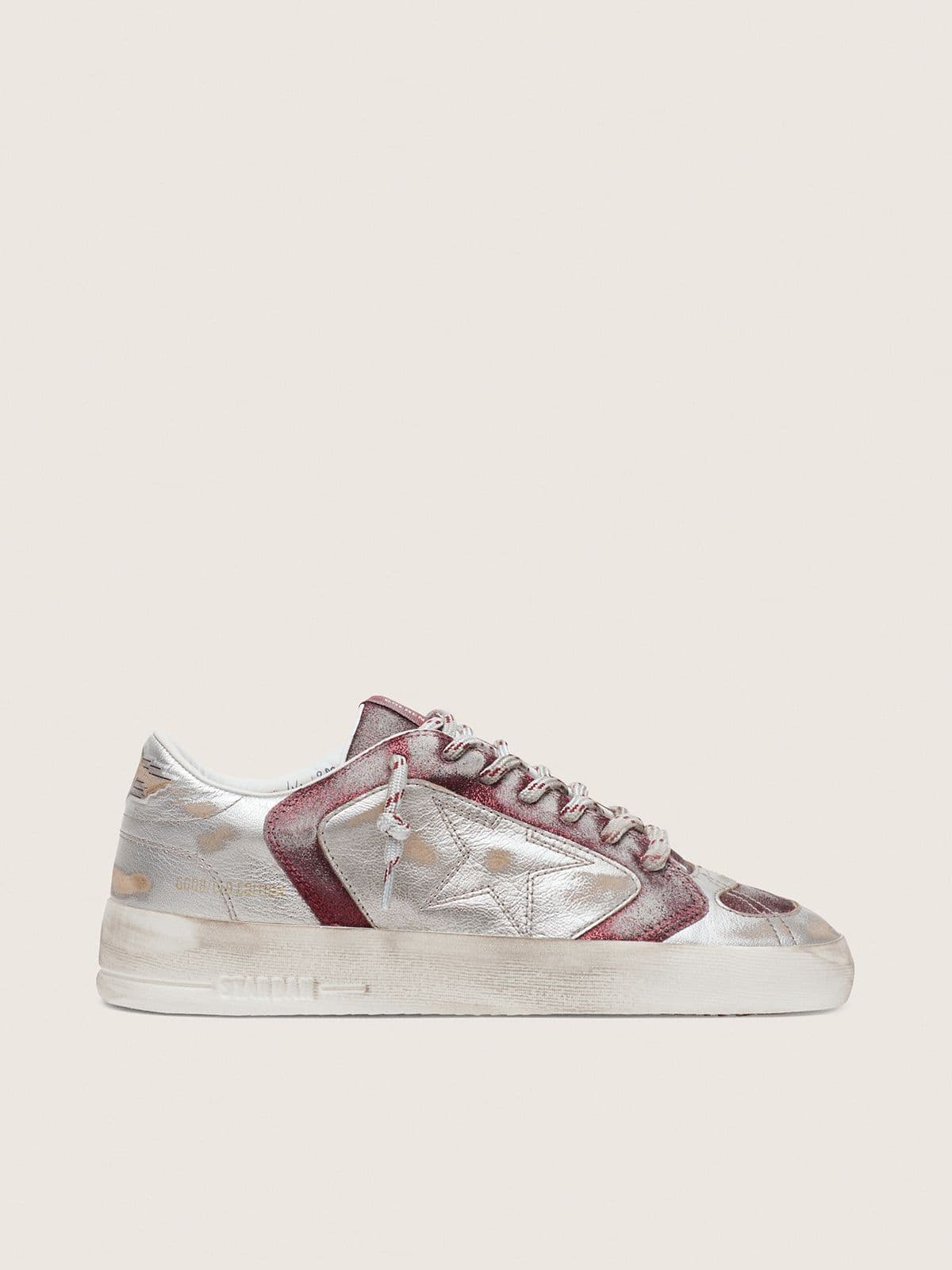 Golden Goose Stardan Lab Donna in Pelle e Glitter Bordeaux e Argento