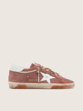 Golden Goose Super-Star Donna in Suede Color Ruggine e Stella in Pelle Laminata Platino