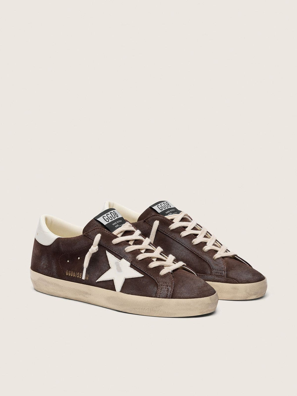 Golden Goose Super-Star Donna in Suede Marrone con Stella Bianca
