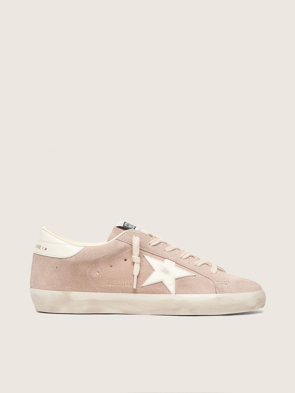 Golden Goose Super-Star Donna in Suede Rosa Cipria con Stella Bianca