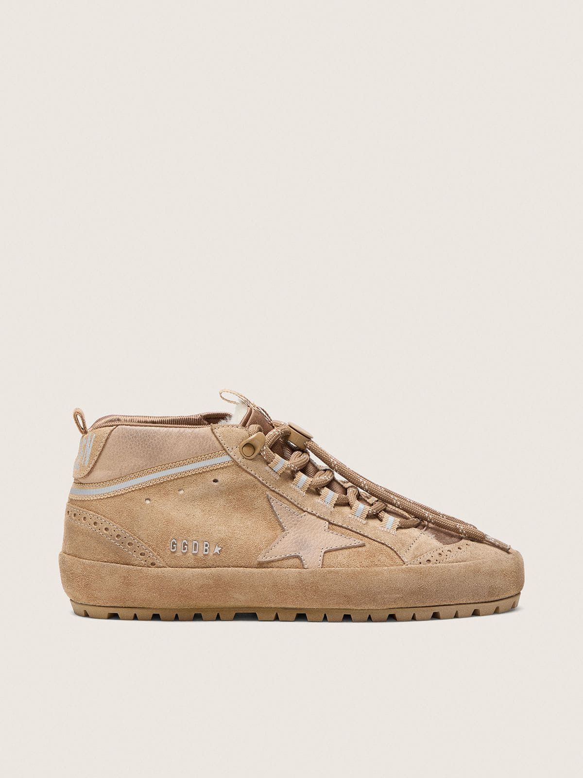 Golden Goose Mid Star Ski Donna in Suede Caramello con Stella in Nabuk e Talloncino in Suede