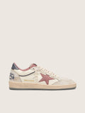 Golden Goose Ball Star Donna Ltd in Pelle Beige con Stella in Rete Rosa e Talloncino in Pelle Blu