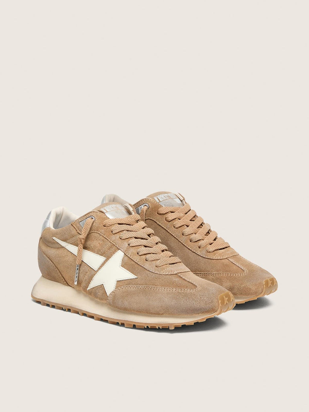 Golden Goose Marathon Donna in Suede Tabacco con Stella Bianca