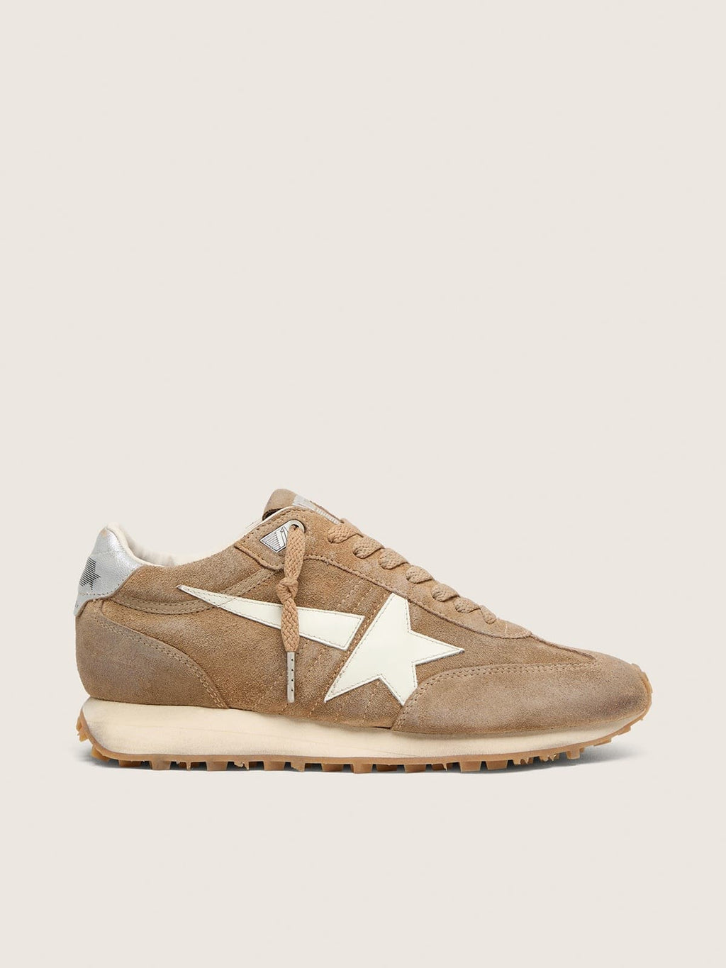 Golden Goose Marathon Donna in Suede Tabacco con Stella Bianca