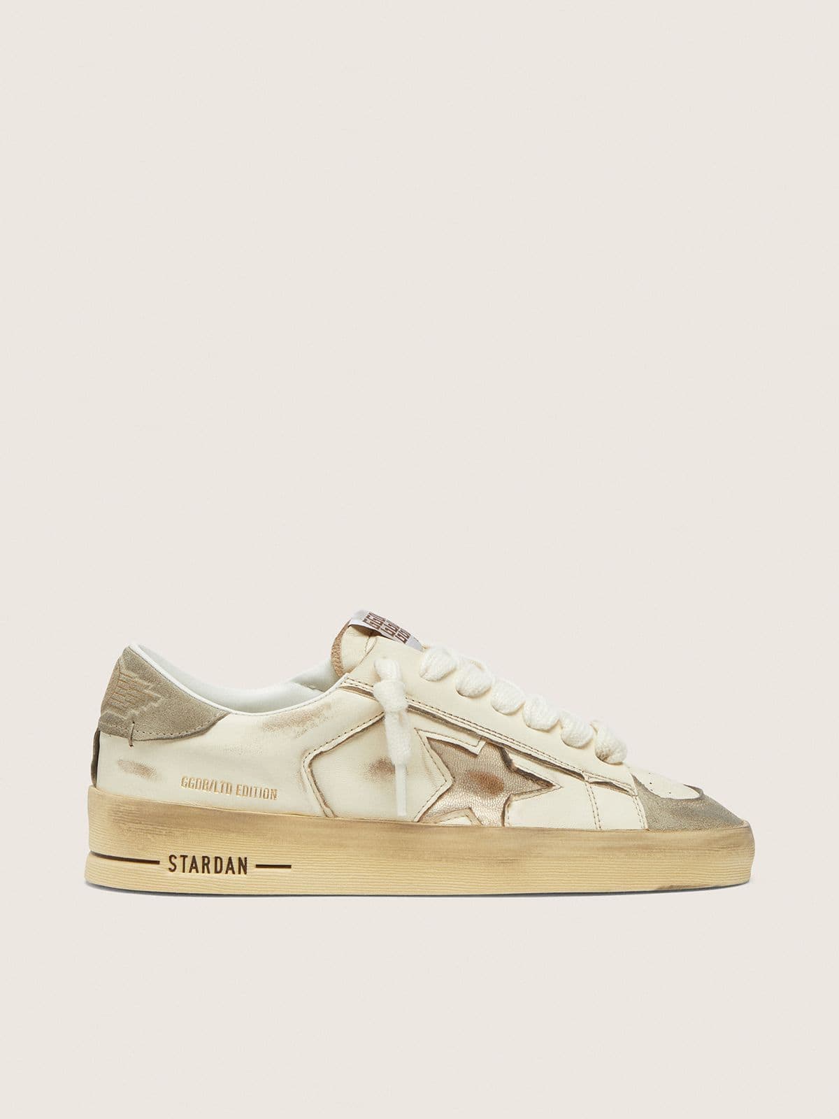 Golden Goose Stardan Ltd Donna in Suede e Nappa Bianca con Stella Oro
