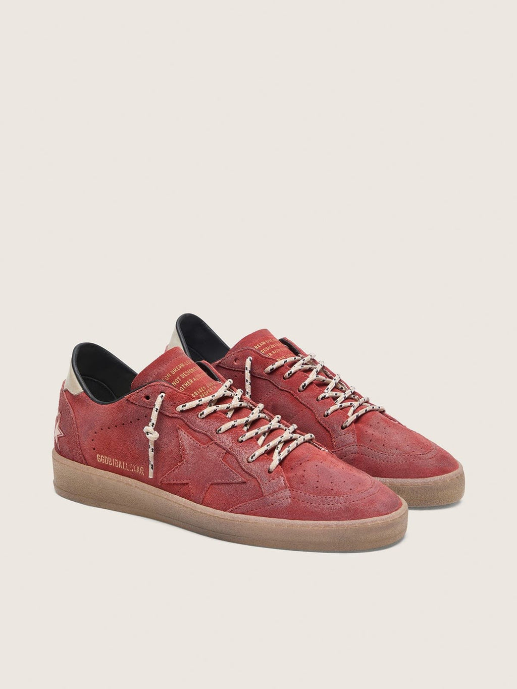 Golden Goose Ball Star Donna in Suede Rosso Ruggine con Stella Ton Sur Ton