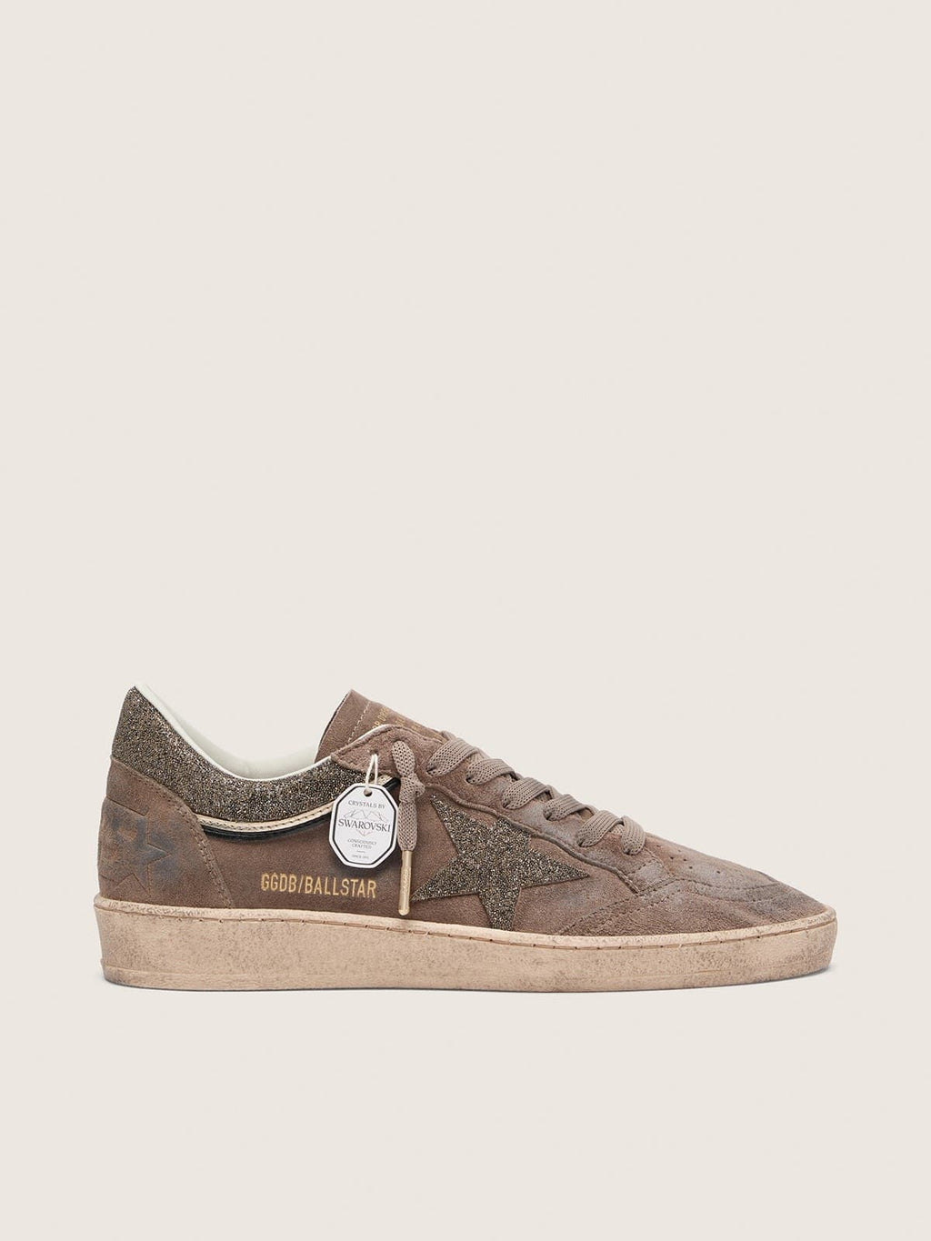 Golden Goose Ball Star Donna in Suede Marrone con Stella Swarovski Marrone