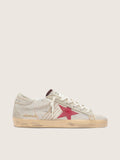 Golden Goose Super-Star Ltd Donna in Cavallino Bianco con Stella in Suede Rosso