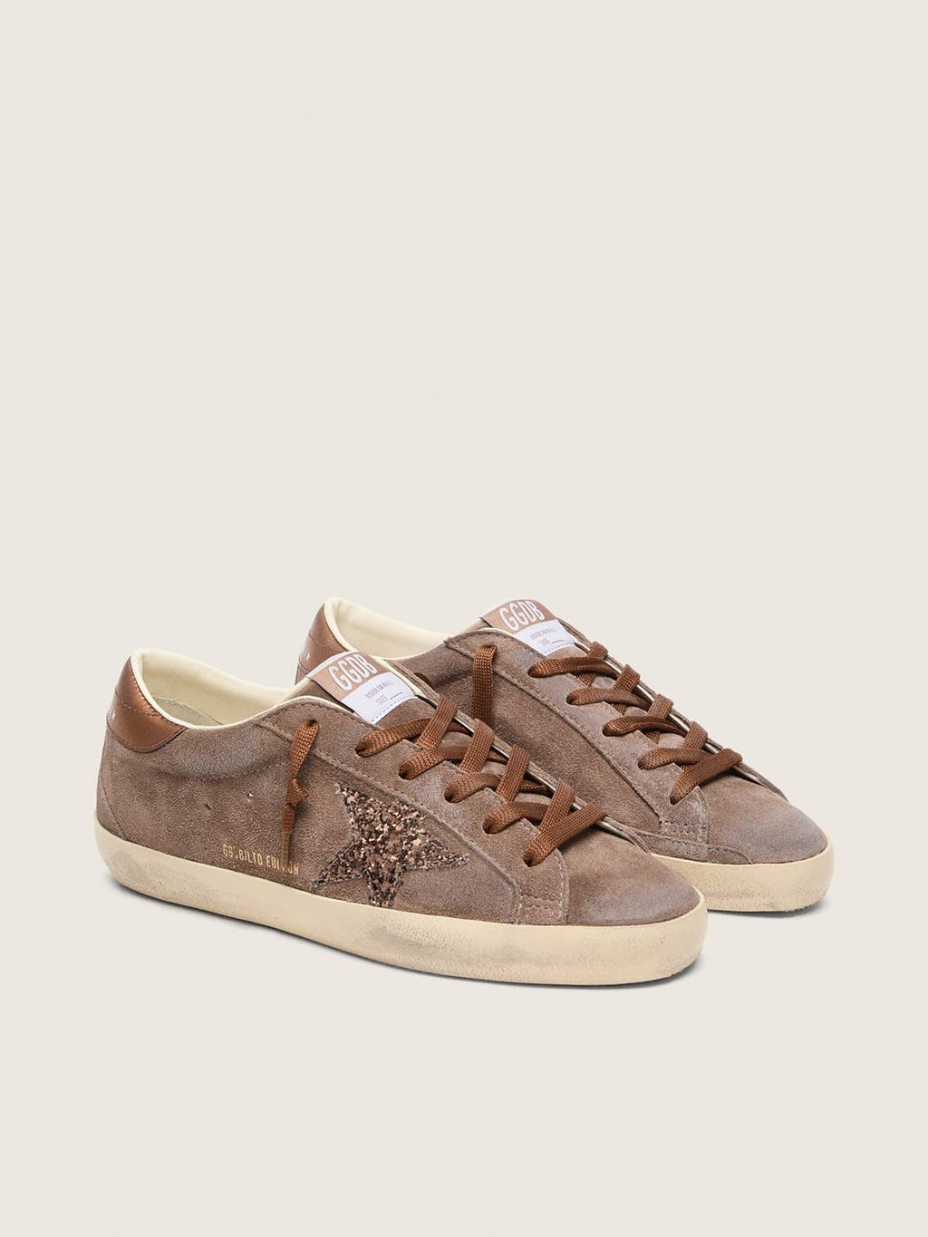 Golden Goose Super-Star Ltd Donna in Suede Marrone con Stella Glitter Marrone