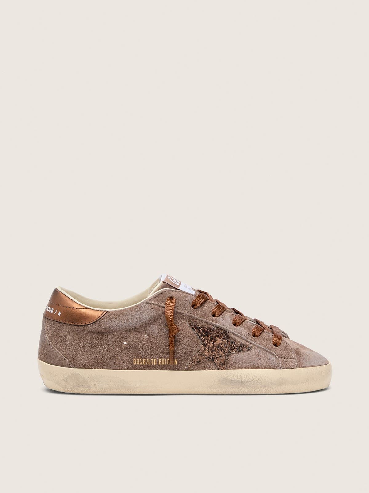 Golden Goose Super-Star Ltd Donna in Suede Marrone con Stella Glitter Marrone