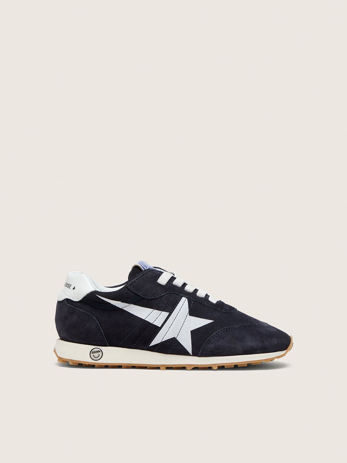 NUOVO ARRIVO - Golden Goose Marathon Young in suede blu scuro con stella bianca