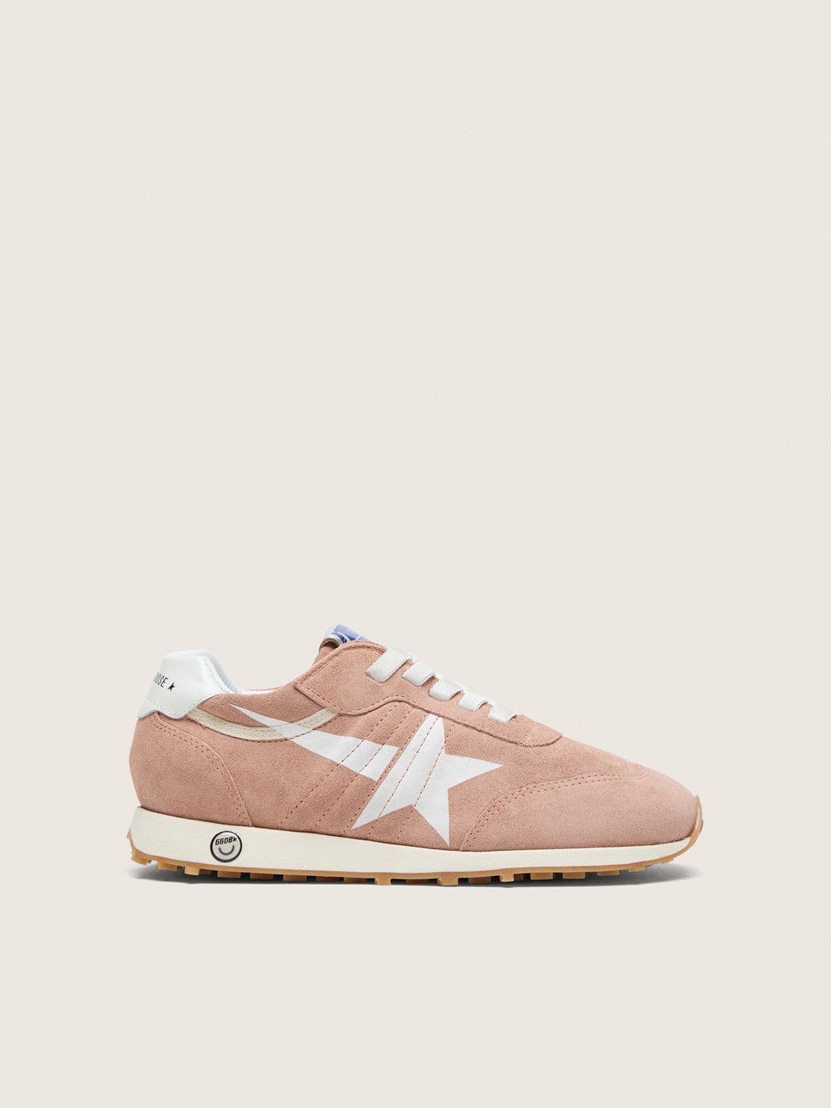 NUOVO ARRIVO - Golden Goose Marathon Young in suede rosa con stella bianca