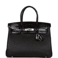 Hermes Birkin 30 Black Matte  Alligator and Ostrich Touch Palladium Hardware – Accessorio premium elegante