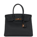 Pre-owned Hermes Birkin 30 Black Togo Rose Gold Hardware – Accessorio premium elegante