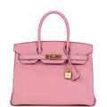 Pre-owned Hermes Special Order (HSS) Birkin 30 Bubblegum Verso Chèvre Brushed Gold Hardware – Accessorio premium elegante