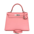 Pre-owned Hermes Kelly Sellier 28 Rose Confetti Epsom Palladium Hardware – Accessorio premium elegante