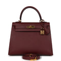 Pre-owned Hermes Kelly Sellier 25 Rouge H Epsom Gold Hardware – Accessorio premium elegante