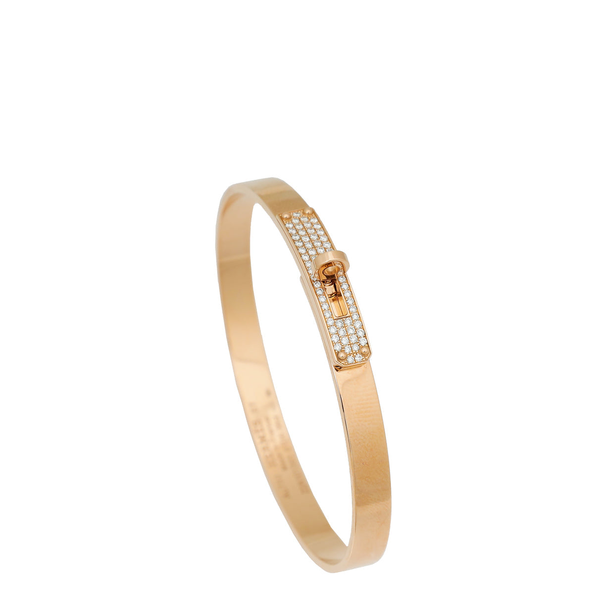 Hermes 18K Rose Gold Kelly Diamond Small Model Bracelet – Accessorio premium elegante