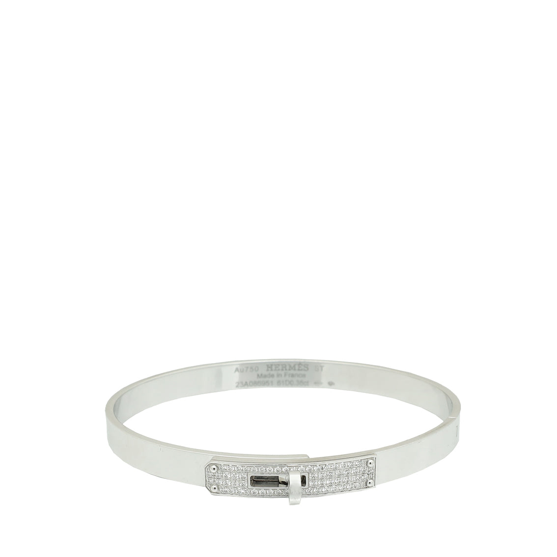 Hermes 18K White Gold Diamond Kelly Small Model Bracelet – Accessorio premium elegante
