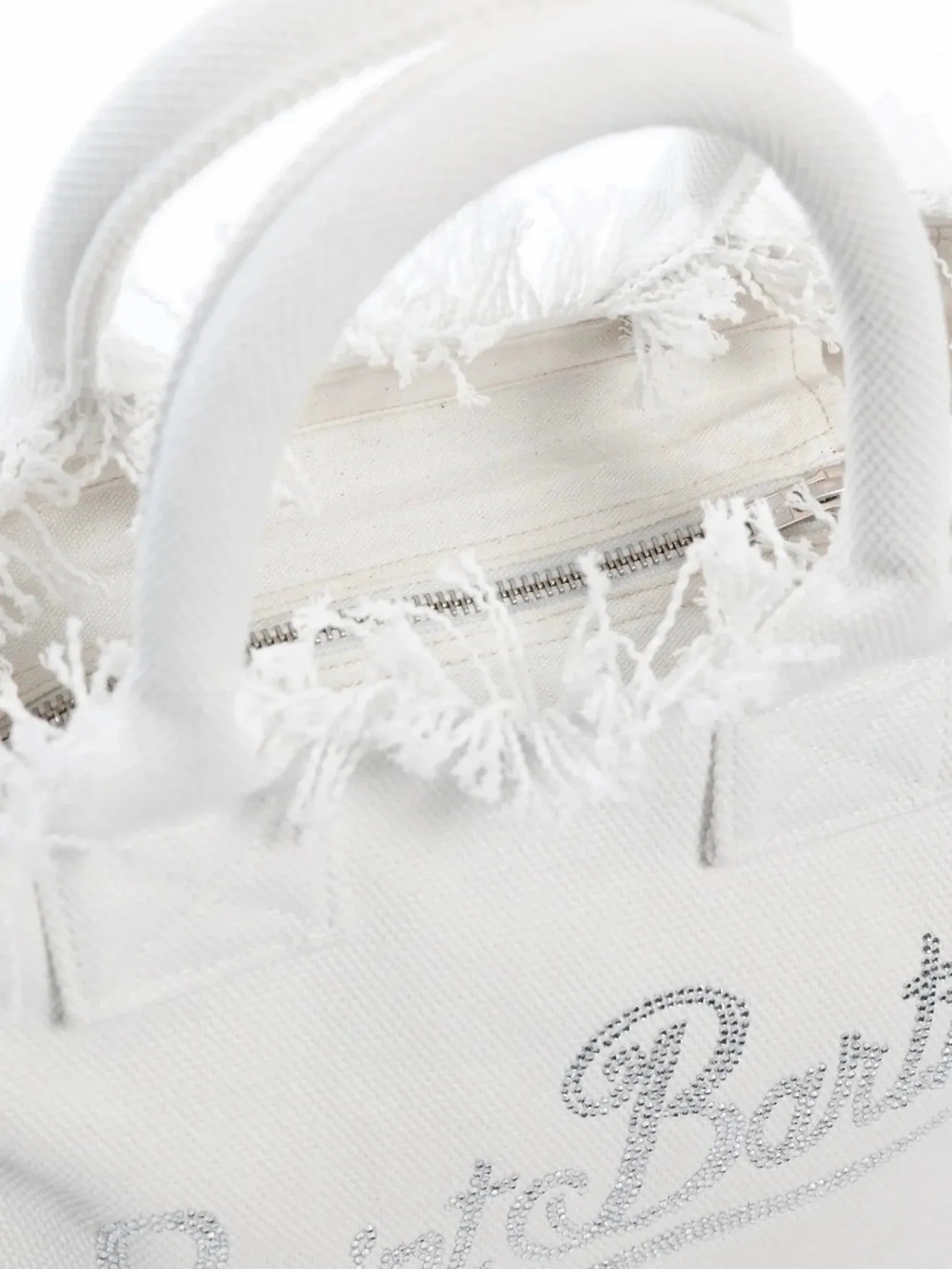 Borsa Colette in canvas di cotone bianca con logo strass