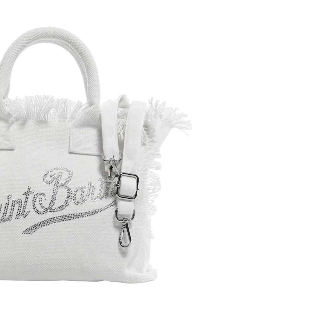 Borsa Colette in canvas di cotone bianca con logo strass