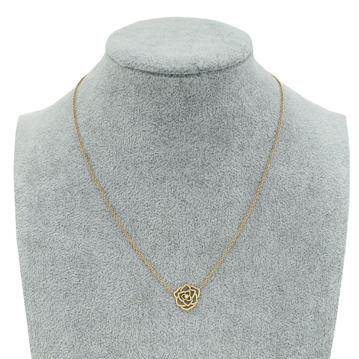 Piaget 18K Rose Gold Diamond Rose Pendant Necklace – Accessorio premium elegante