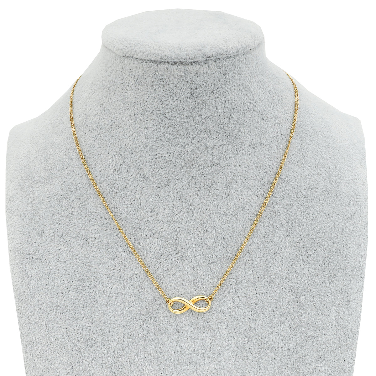 Tiffany & Co 18K Yellow Gold Double Chain Infinity Pendant Necklace – Accessorio premium elegante