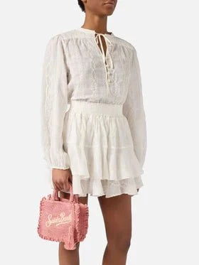 Borsa Raffia Volant Mini rosa