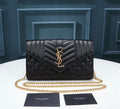 YSL BORSA ENVELOPE GRAIN DE POUDRE MIX MATELASSÉ BLACK – Accessorio premium elegante