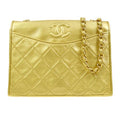 CHANEL 1989-1991 Gold Lambskin Diamond Shoulder Bag – Accessorio premium elegante