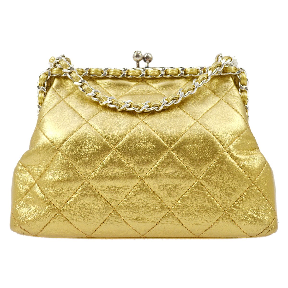 CHANEL 1994-1996 Gold Lambskin SHW Kisslock Shoulder Bag – Accessorio premium elegante