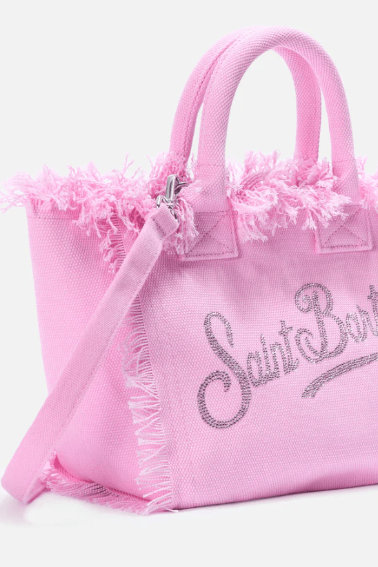 Borsa Colette in canvas di cotone rosa con strass