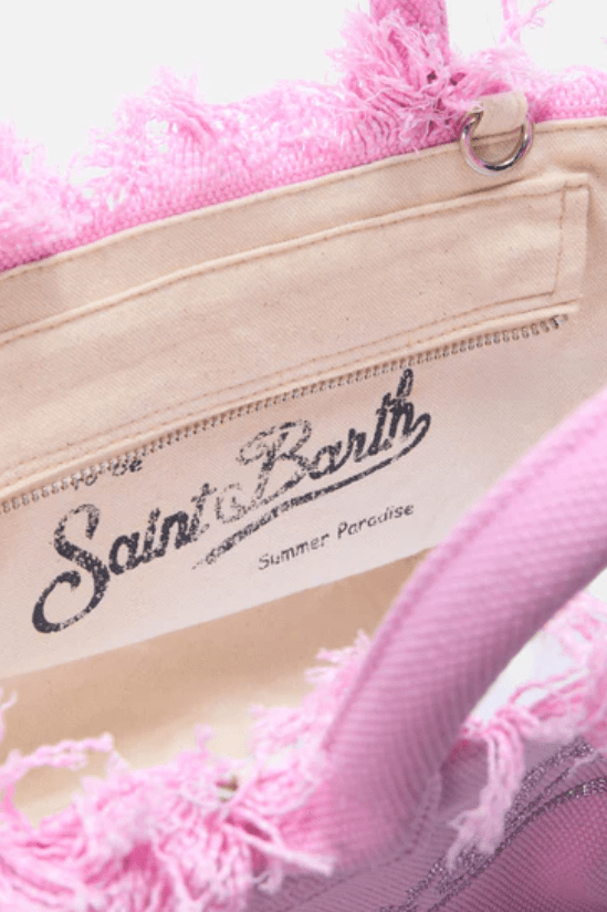 Borsa Colette in canvas di cotone rosa con strass