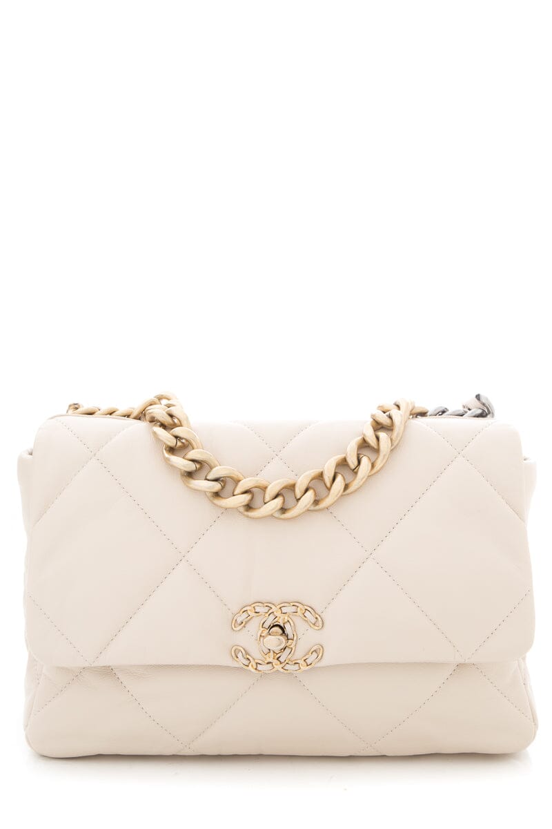 Chanel 19 Large Light Beige Handbag – Accessorio premium elegante