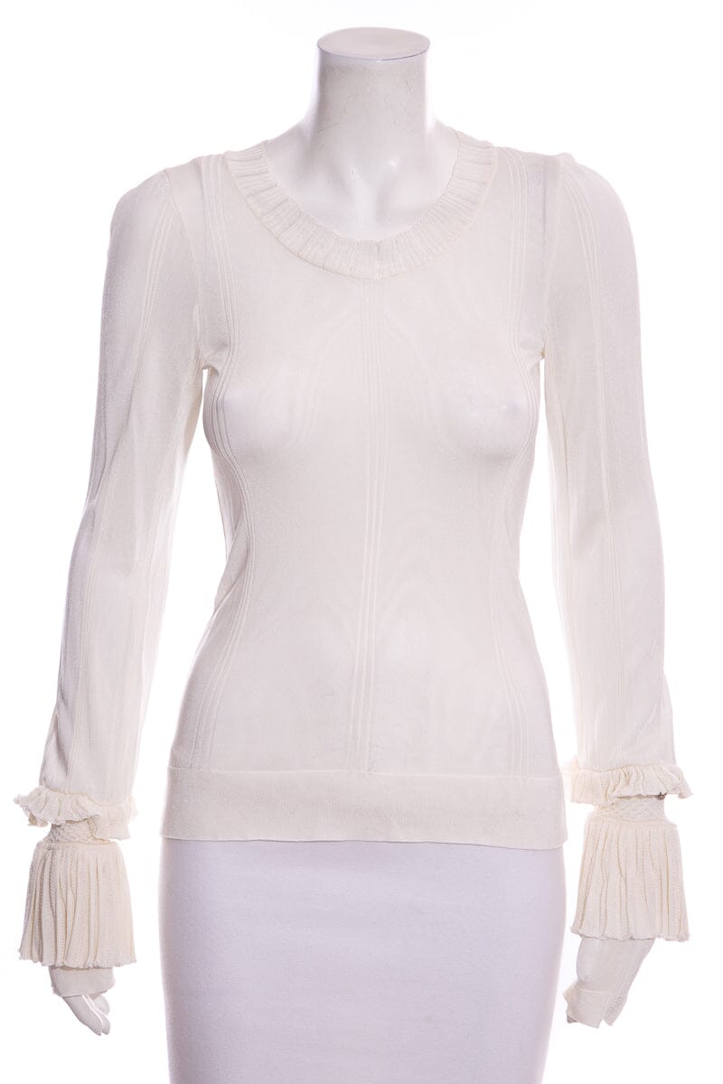 Chanel 2006 Cream Ruffle Blouse SZ 36 – Accessorio premium elegante