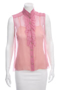 Chanel 2006 Pink Silk Ruffle Tank SZ 38 – Accessorio premium elegante