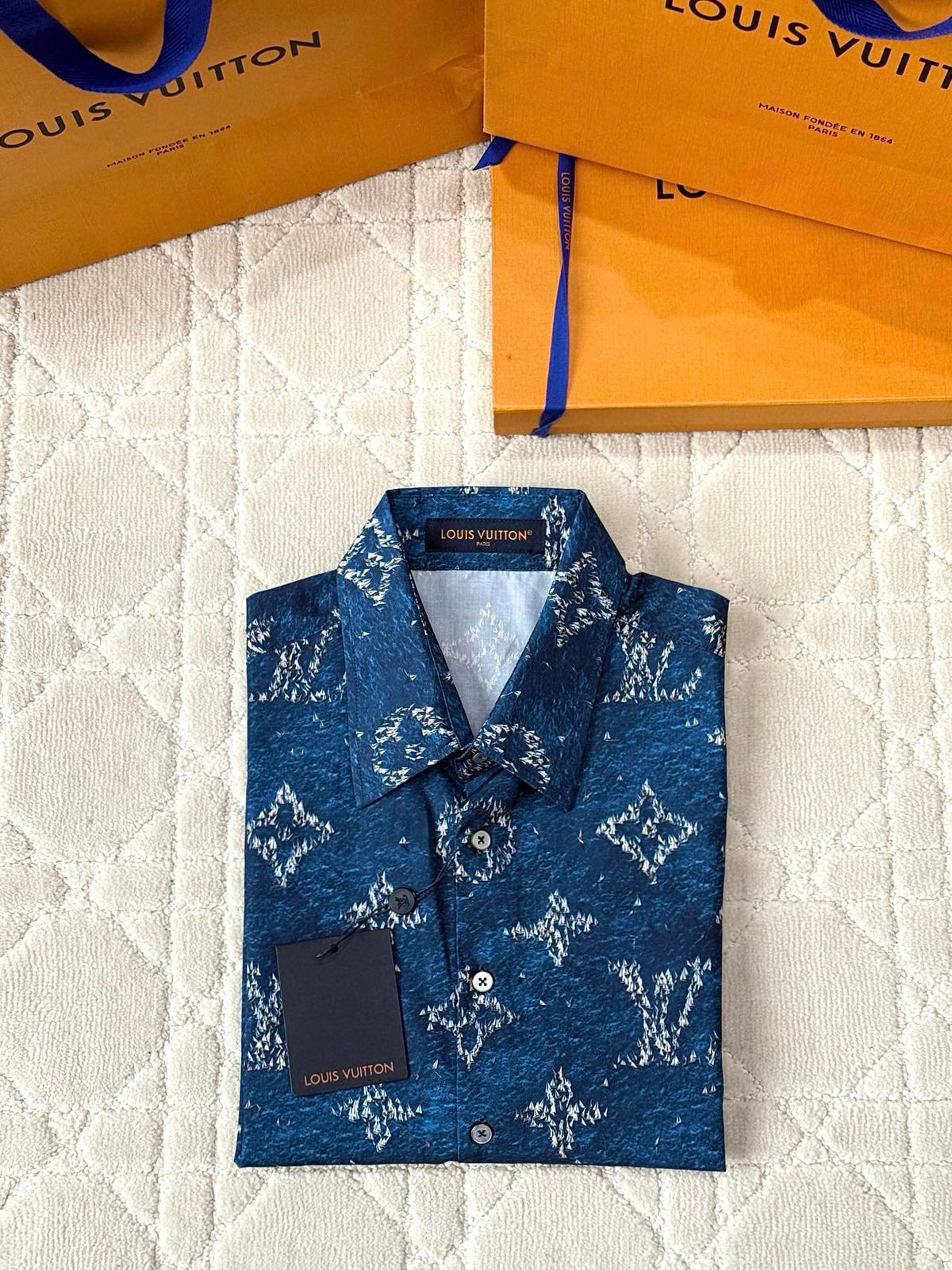 LV 25 Starry Sky Print Set Blue Polyamide – Accessorio premium elegante