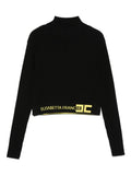 Maglione per bambina Elisabetta Franchi La Mia Bambina nero con logo sull'orlo – Accessorio premium elegante