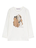 T-shirt con strass x Disney per bambina Monnalisa bianco con jersey leggero – Accessorio premium elegante